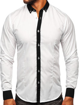 Bílá pánská elegantní košile s dlouhým rukávem Bolf 21750