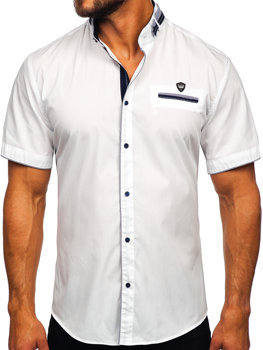 Bílá pánská elegantní košile s krátkým rukávem Bolf 19617