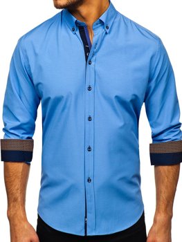Blankytná pánská elegantní košile s dlouhým rukávem Bolf 8840-1