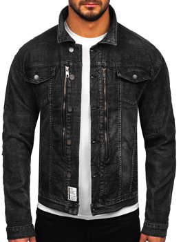 Černá pánská džínová bunda s kapucí Bolf MJ508N