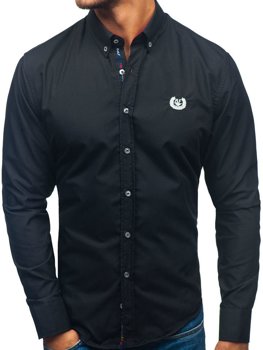 Černá pánská elegantní košile s dlouhým rukávem Bolf 2772