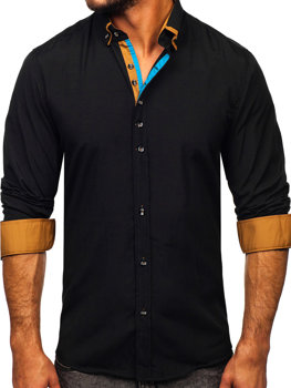 Černá pánská elegantní košile s dlouhým rukávem Bolf 3708-1
