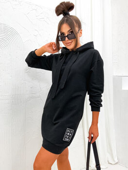 Černé dámské teplákové šaty s kapucí Bolf 725