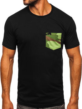 Černé pánské bavlněné tričko s kapsičkou Bolf 14507
