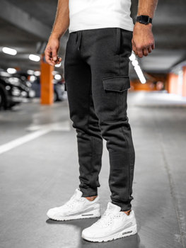 Černé pánské silné teplákové jogger kalhoty Bolf JX326A
