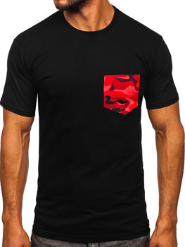 Černo-červené pánské bavlněné tričko s kapsičkou Bolf 14507