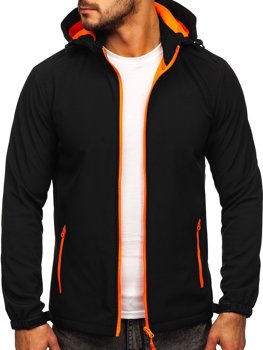 Černo-oranžová pánská přechodová softshellová bunda Bolf HH017