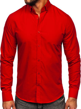 Červená pánská elegantní košile s dlouhým rukávem Bolf 5821-1