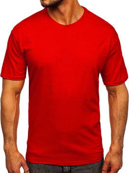 Červené pánské bavlněné tričko bez potisku Bolf 192397