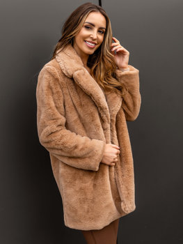 Kamelový dámský koženkový kabát Bolf 21131