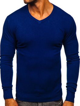 Modrý pánský svetr s výstřihem do V Bolf YY03