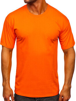 Oranžové pánské bavlněné tričko bez potisku Bolf B459
