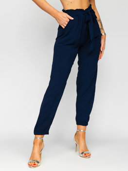 Tmavě modré dámské textilní jogger kalhoty Bolf W5076