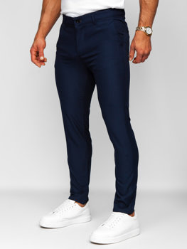 Tmavě modré pánské textilní chino kalhoty Bolf 0031