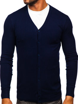Tmavě modrý pánský svetr na zip cardigan Bolf MM6006