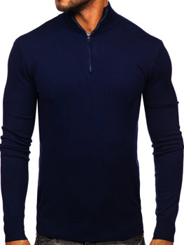 Tmavě modrý pánský svetr s vysokým límcem Bolf MMB607