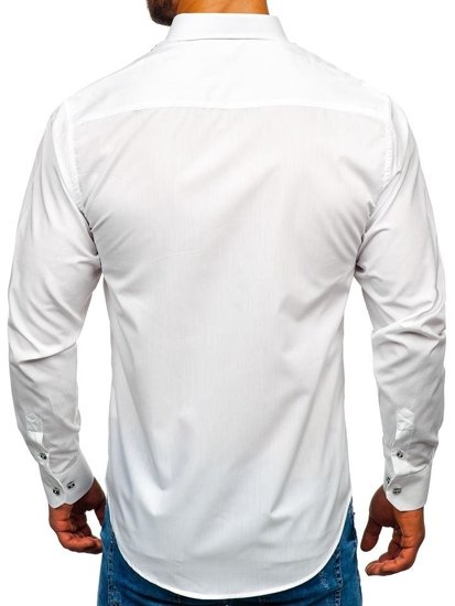 Bílá pánská elegantní košile s dlouhým rukávem Bolf 6920