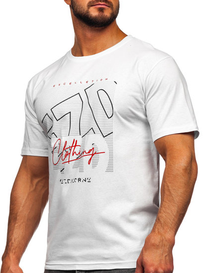 Bílé pánské bavlněné tričko s potiskem Bolf 14748