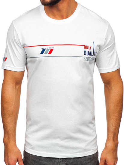 Bílé pánské bavlněné tričko s potiskem Bolf 14772