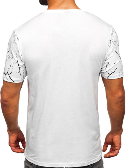 Bílé pánské bavlněné tričko s potiskem Bolf 147737
