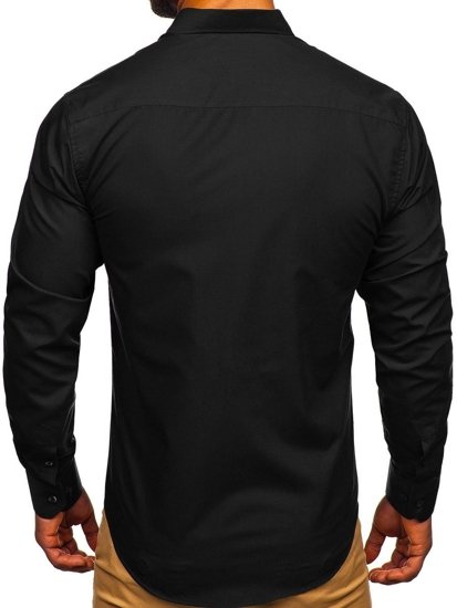 Černá pánská elegantní košile s dlouhým rukávem Bolf 3713