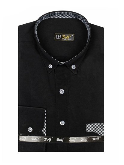 Černá pánská elegantní košile s dlouhým rukávem Bolf 4711
