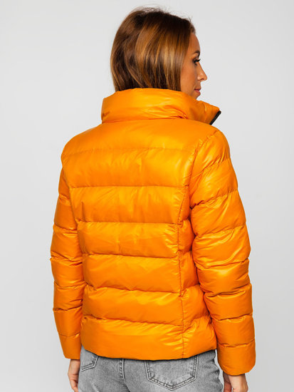 Kamelová dámská prošívaná zimní bunda bez kapuce Bolf 23061