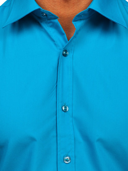 Modrá pánská elegantní košile s krátkým rukávem Bolf 7501