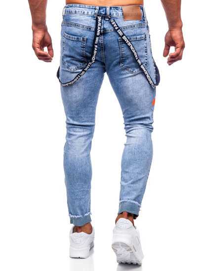 Modré pánské džíny slim fit se šlemi Bolf KS2102-2