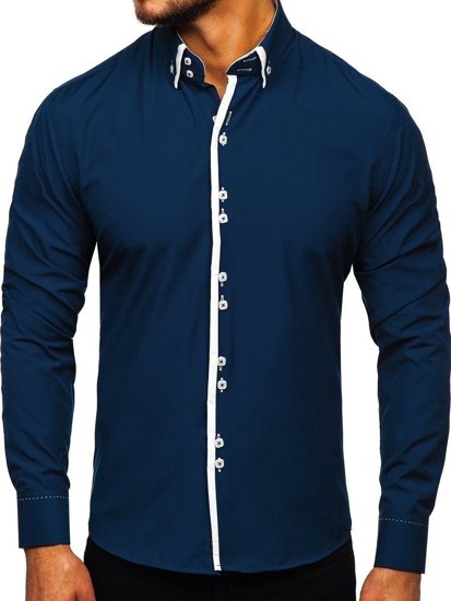 Pánská košile BOLF 1721-1 tmavě modrá