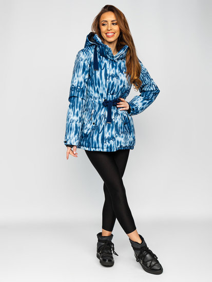 Tmavě modrá dámská zimní bunda s kapucí Bolf B2393
