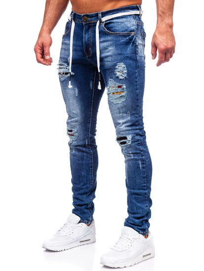 Tmavě modré pánské džíny slim fit Bolf E7789