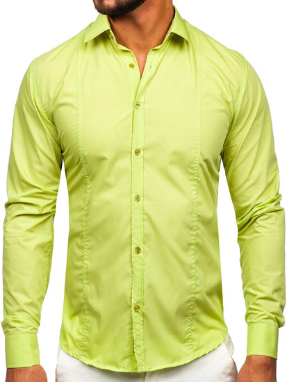 Zelená pánská elegantní košile s dlouhým rukávem Bolf 6944