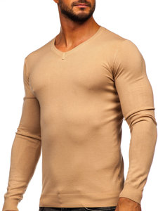 Béžový pánský svetr s výstřihem do V Bolf MMB601