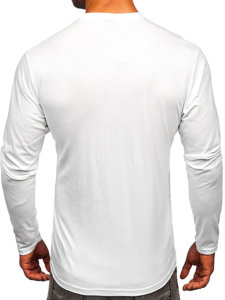 Bílé pánské tričko s dlouhým rukávem a s potiskem Bolf 146741