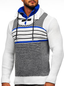 Bílý pánský silný svetr s vysokým límcem Bolf 2000