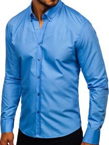 Blankytná pánská elegantní košile s dlouhým rukávem Bolf 5821