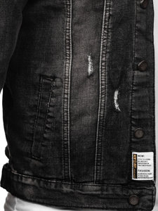 Černá pánská džínová bunda s kapucí Bolf MJ507N