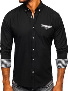 Černá pánská elegantní košile s dlouhým rukávem Bolf 4711