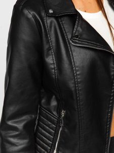 Černý dámský koženkový křivák bunda Bolf 11Z8036