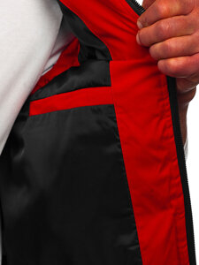 Červená pánská prošívaná silná vesta s kapucí Bolf 84M3028