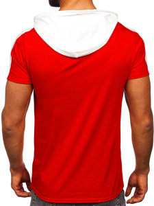 Červené pánské tričko bez potisku a kapucí Bolf 8T299