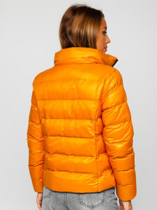Kamelová dámská prošívaná zimní bunda bez kapuce Bolf 23061