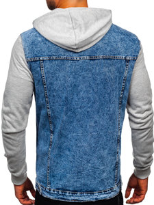 Modrá pánská džínová bunda s kapucí Bolf HY1017