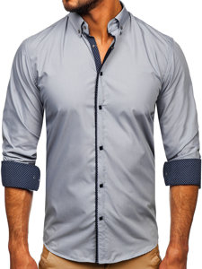 Šedá pánská elegantní košile s dlouhým rukávem Bolf 7724-1