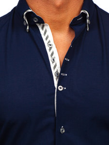 Tmavě modrá pánská košile s dlouhým rukávem Bolf 3762