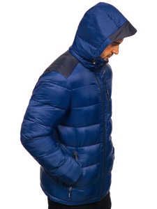 Tmavě modrá pánská prošívaná sportovní zimní bunda Bolf AB98