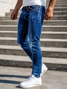 Tmavě modré pánské džíny slim fit s páskem Bolf R85018W0