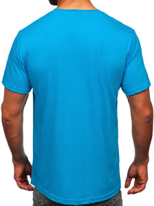 Tyrkysové pánské bavlněné tričko Bolf 14752