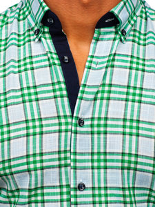 Zelená pánská kostkovaná košile s kratkým rukávem Bolf 201501